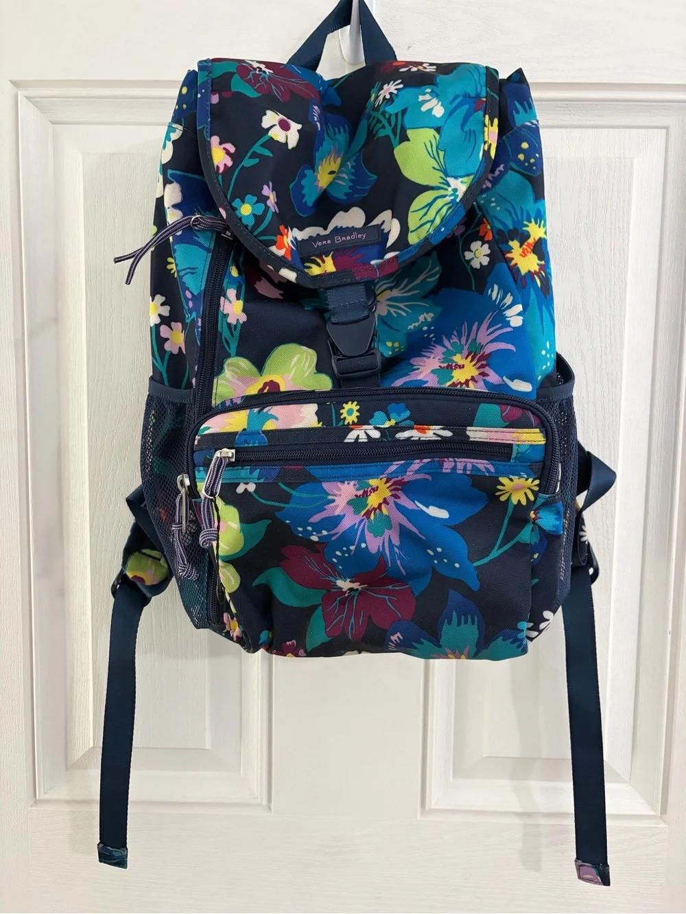 Vera Bradley Navy FloralBackpack with Teal & Lime Accents